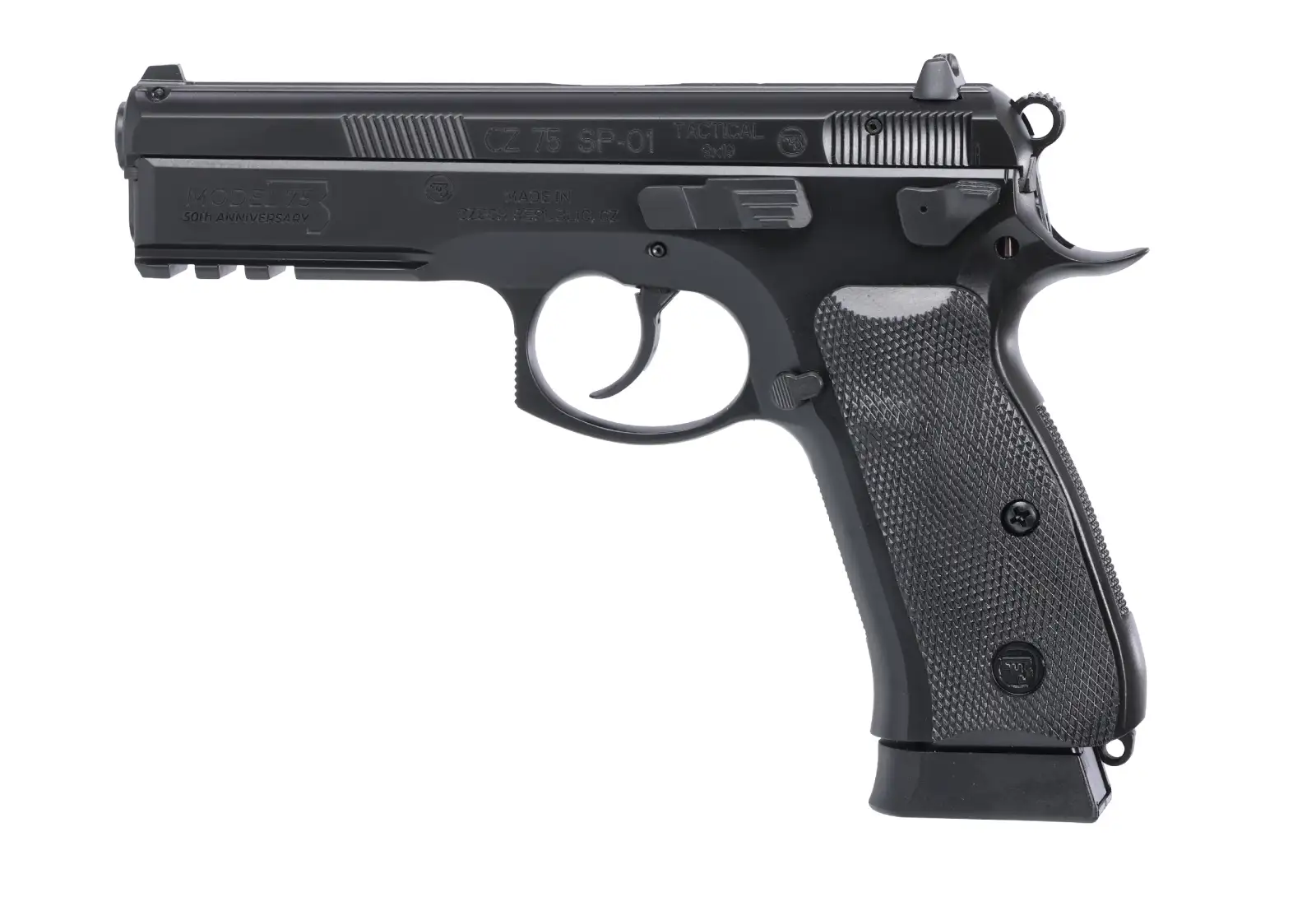 CZ 75 SP-01 50TH ANNIVERSARY TACTICAL 9MM PISTOL BLACK FIXED SIGHTS, AMBI DECOCKER, 2-19RD MAGS
